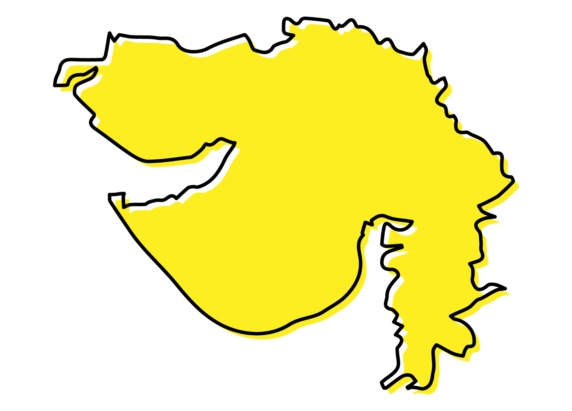 Gujarat Map with Ahmedabad Highlight